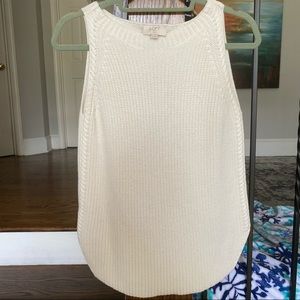 Loft outlet cotton cream sweater tank dolphin hem- medium petite
